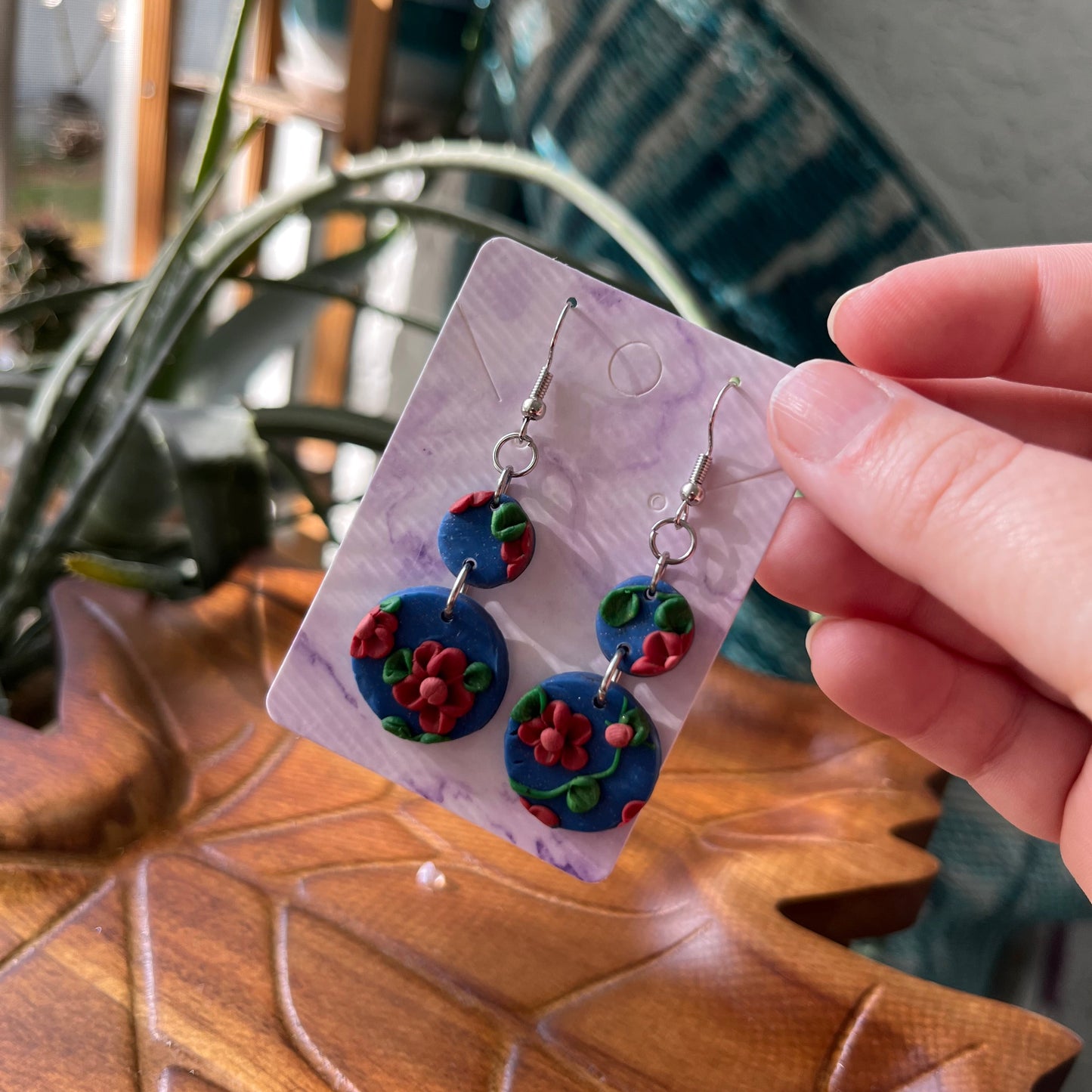 Red and Orange Flower Circle Dangles