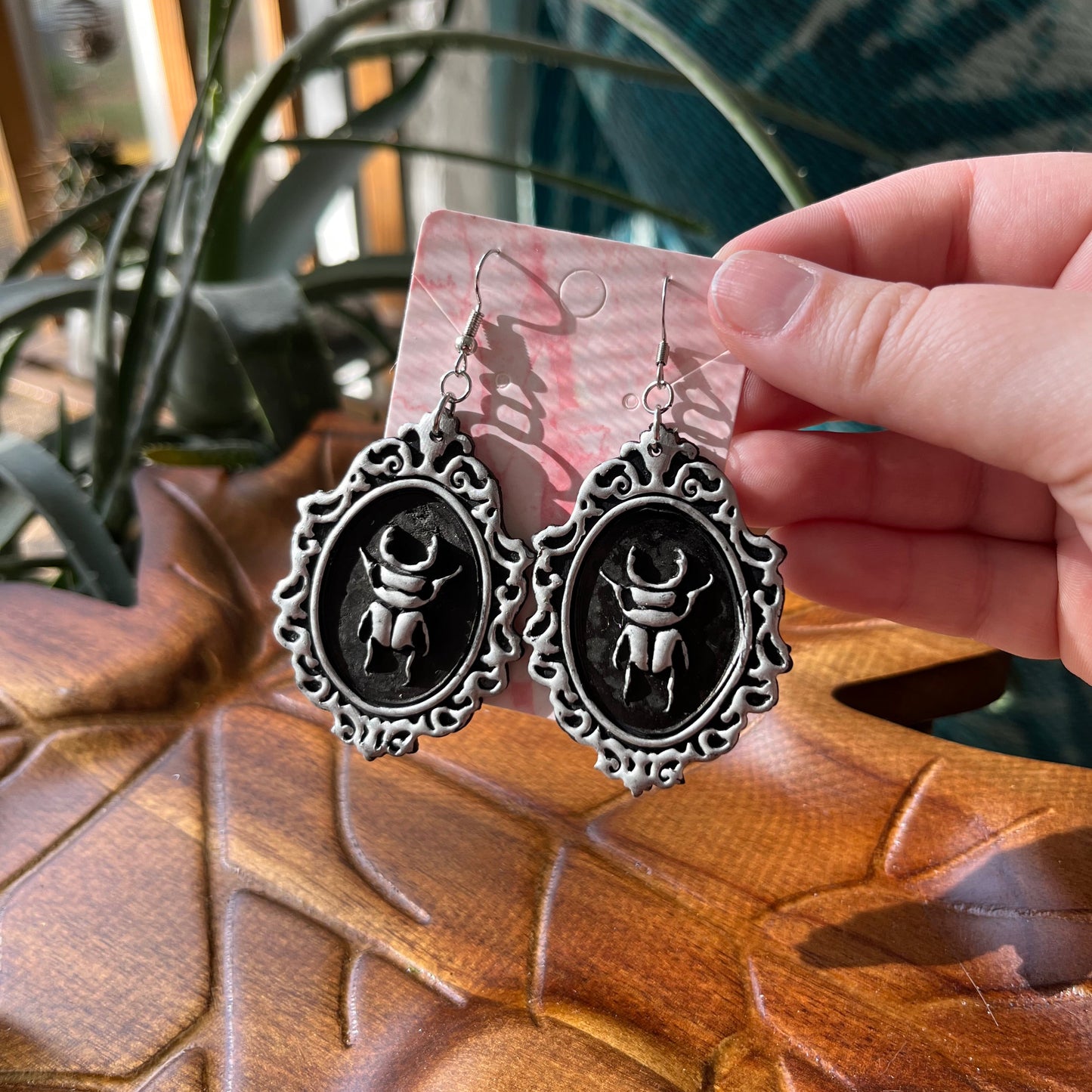 Large Beetle Cameo Dangle