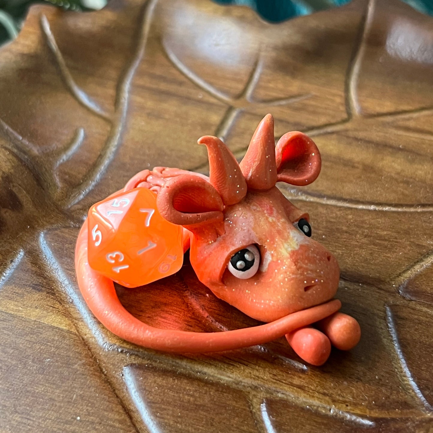 Handmade Dice Dragon - Orange