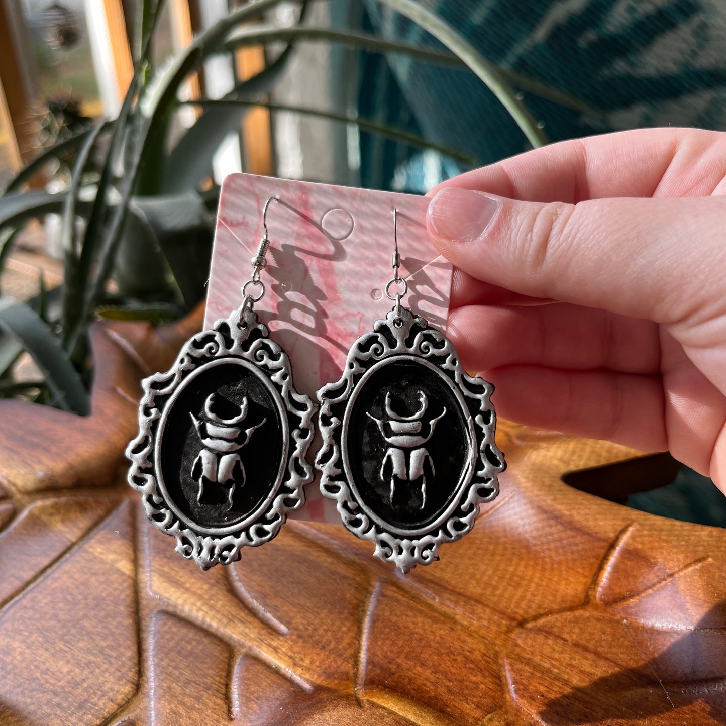 Large Beetle Cameo Dangle