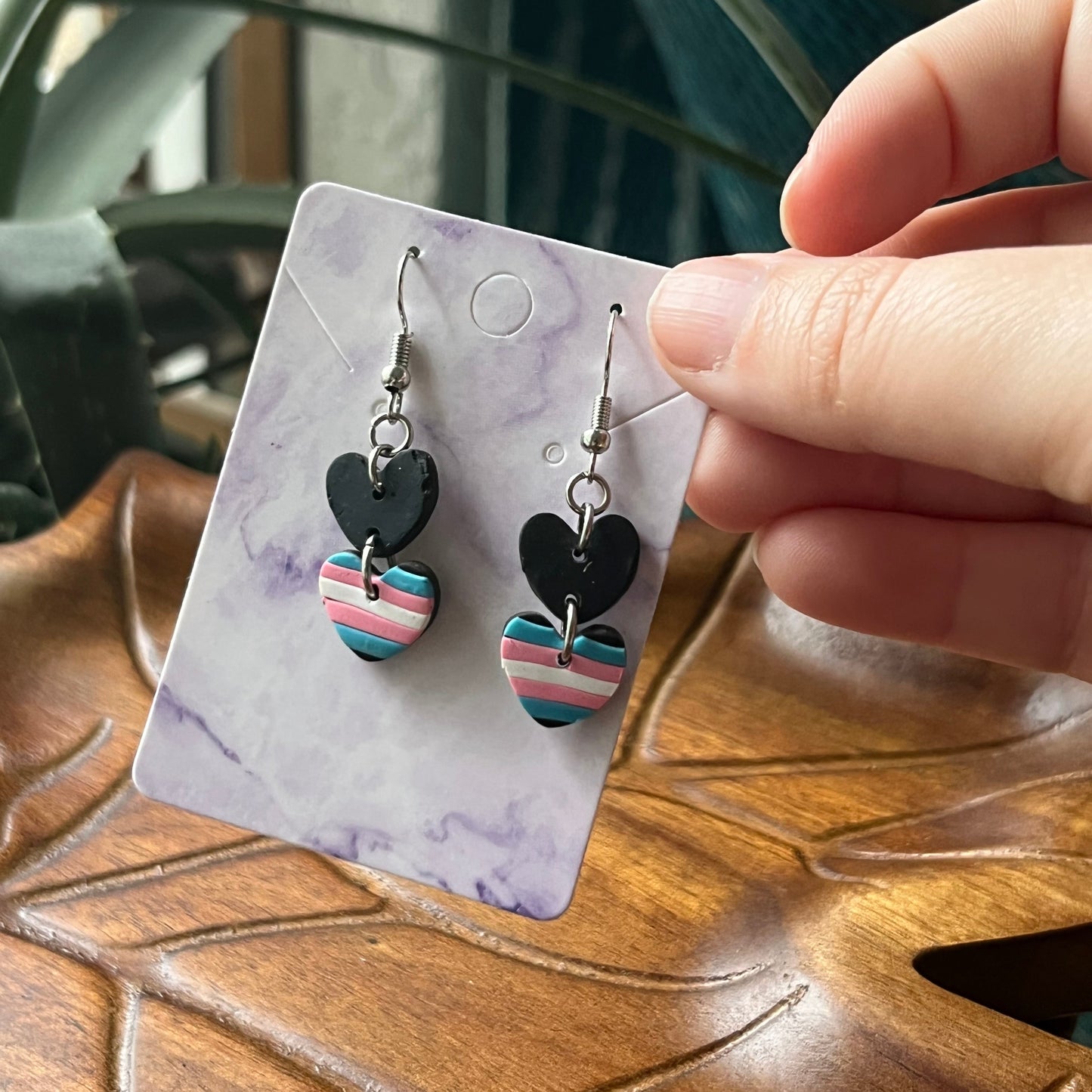 Trans Pride Flag Heart Dangles