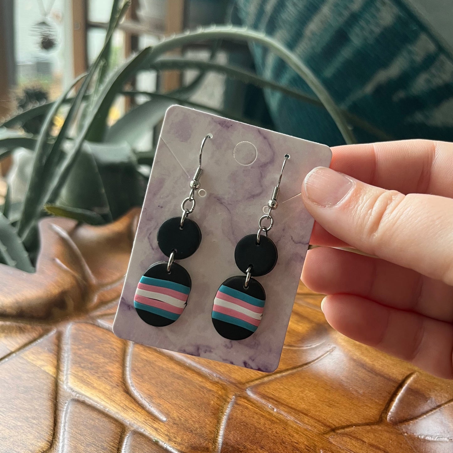 Trans Pride Flag Oval Dangles