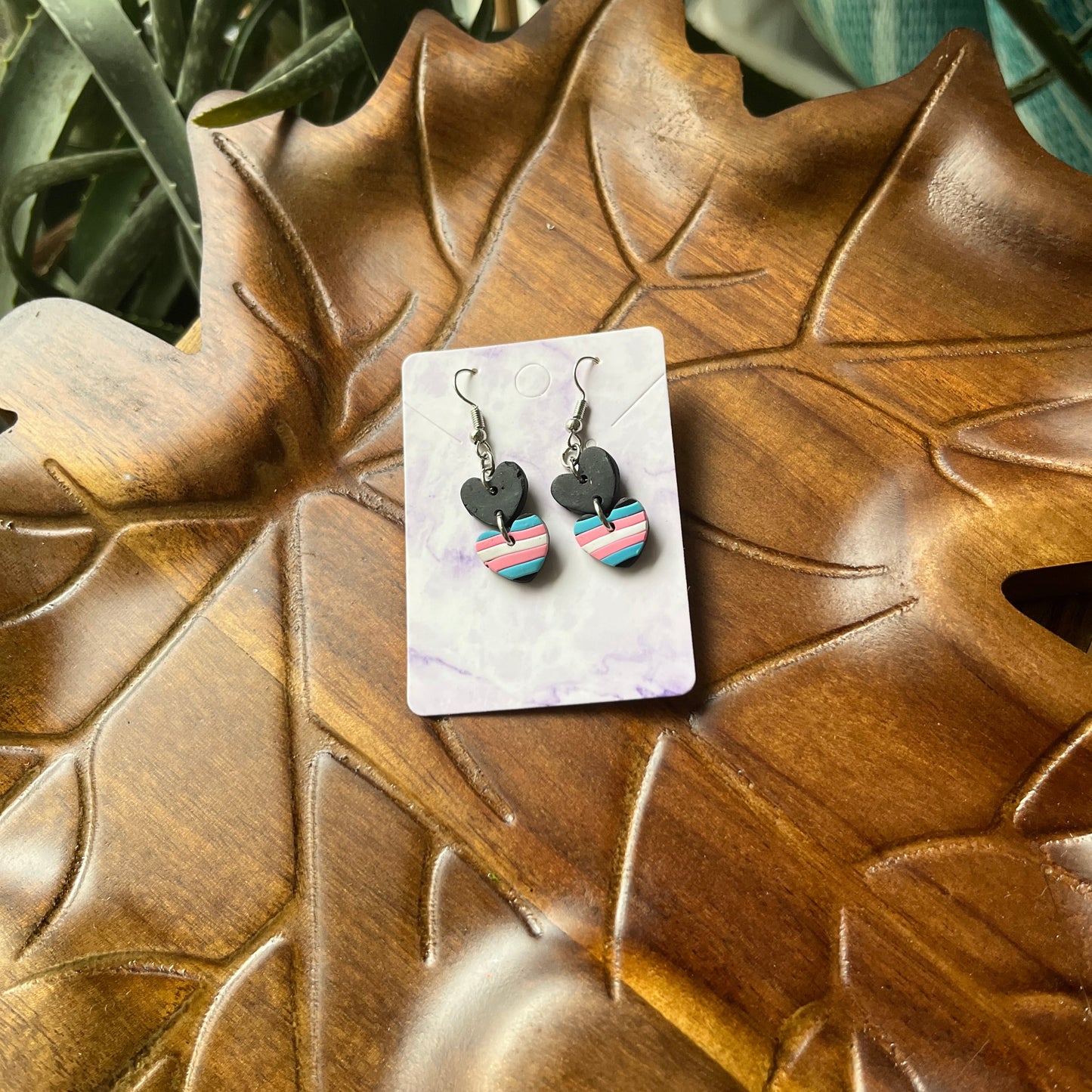 Trans Pride Flag Heart Dangles