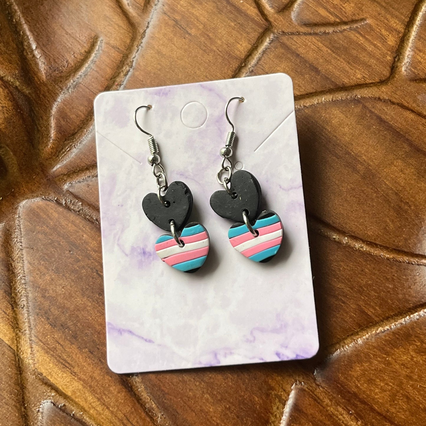 Trans Pride Flag Heart Dangles