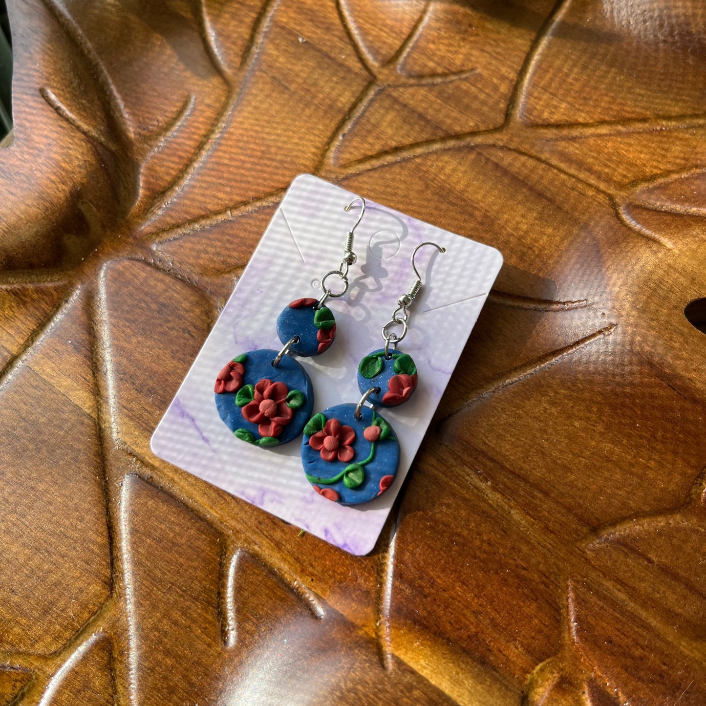 Red and Orange Flower Circle Dangles