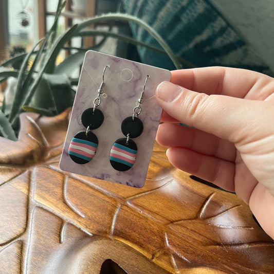 Trans Pride Flag Oval Dangles