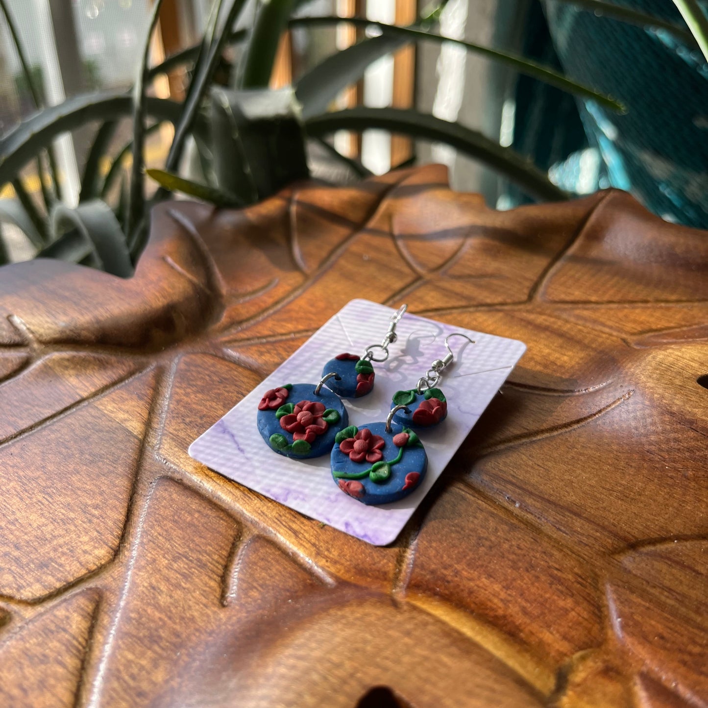 Red and Orange Flower Circle Dangles