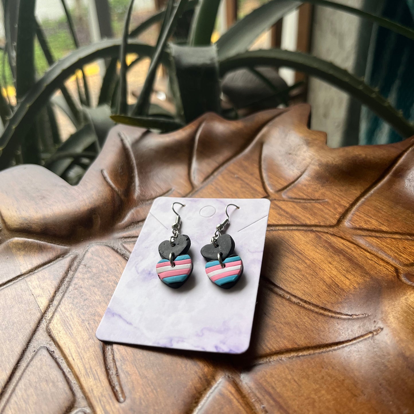 Trans Pride Flag Heart Dangles