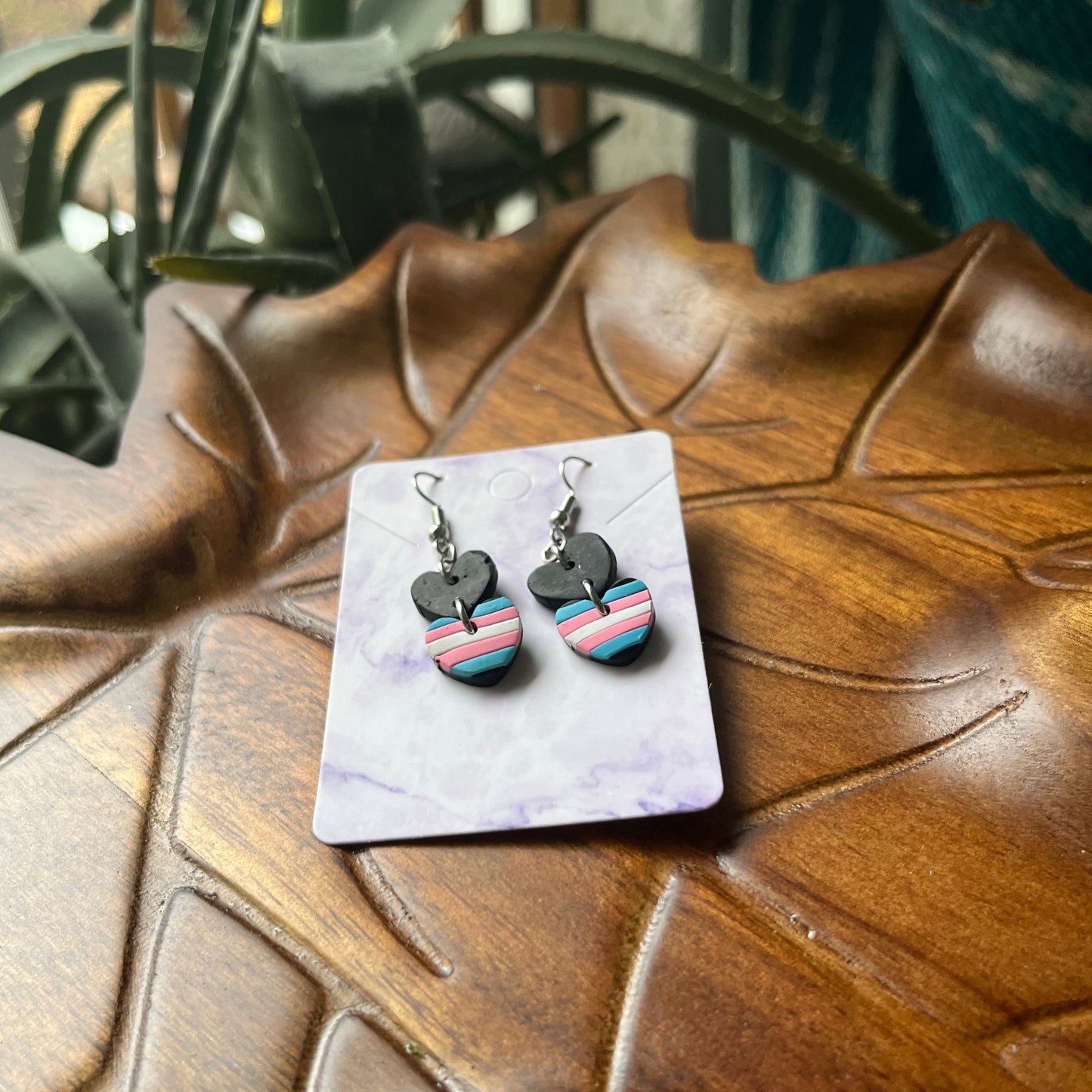 Trans Pride Flag Heart Dangles