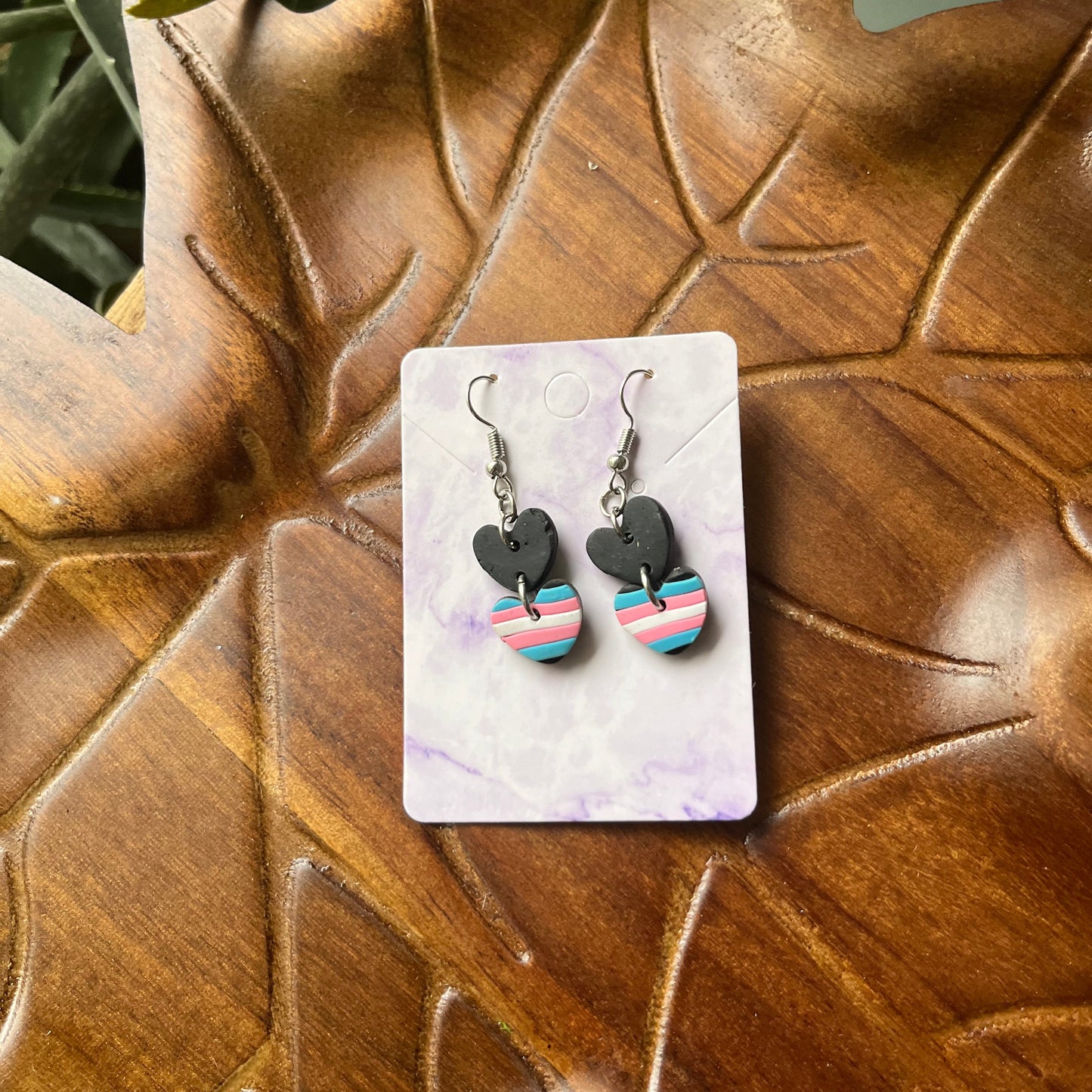 Trans Pride Flag Heart Dangles