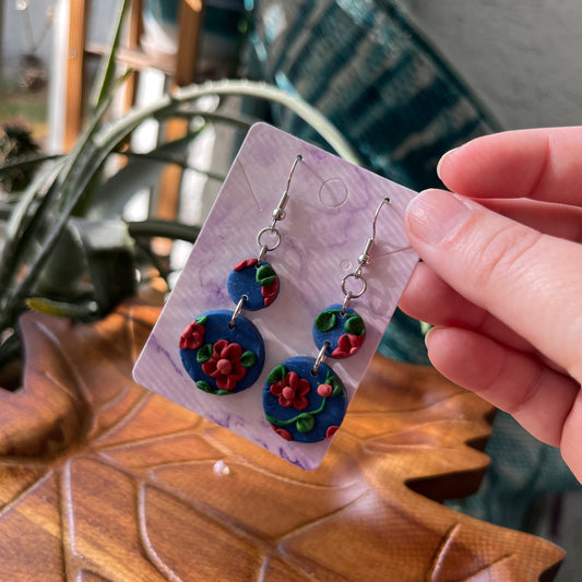 Red and Orange Flower Circle Dangles