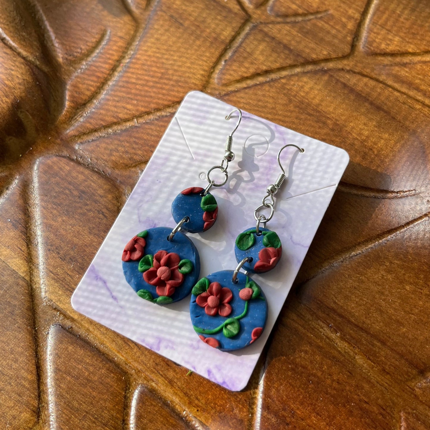 Red and Orange Flower Circle Dangles