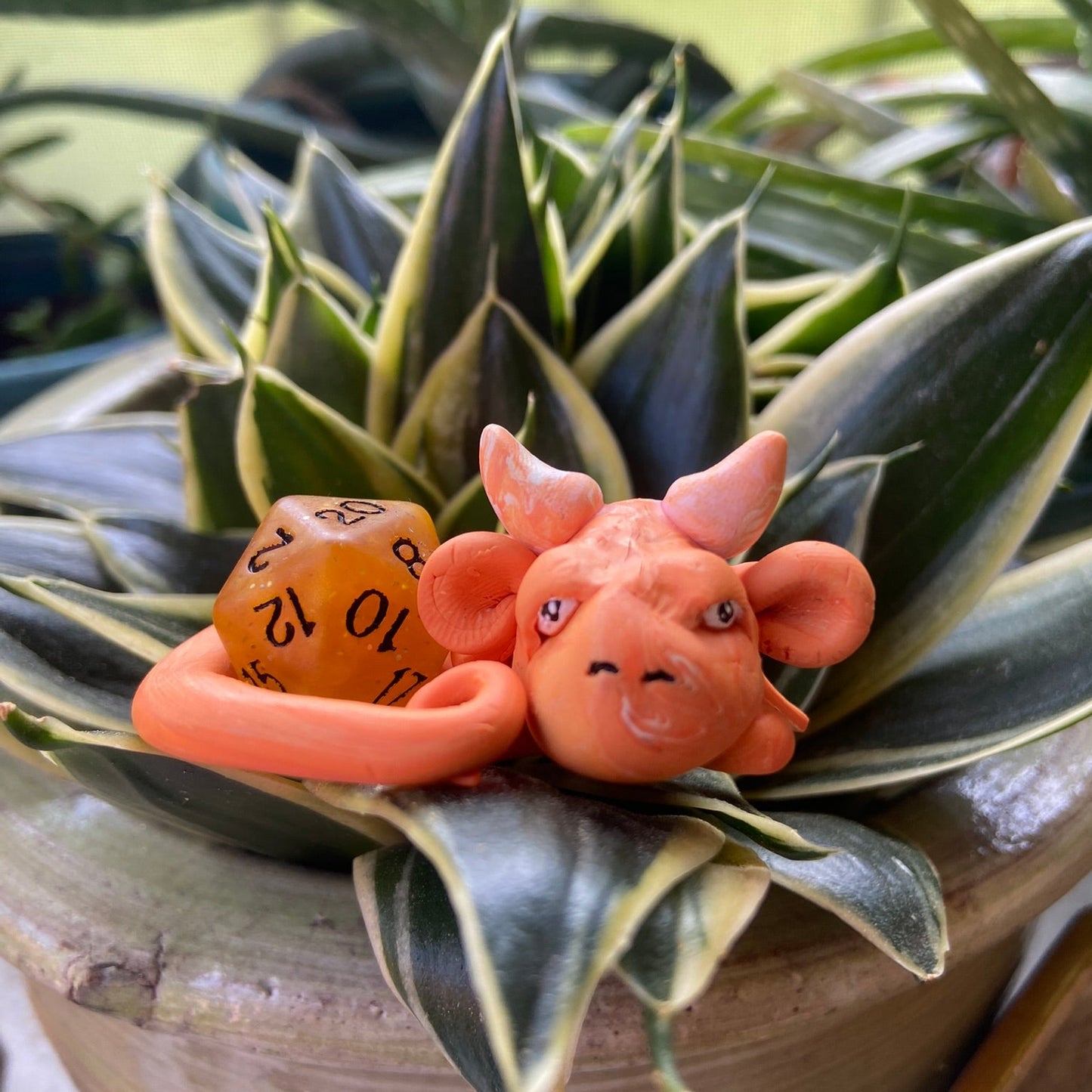 Handmade Dice Dragon - Orange