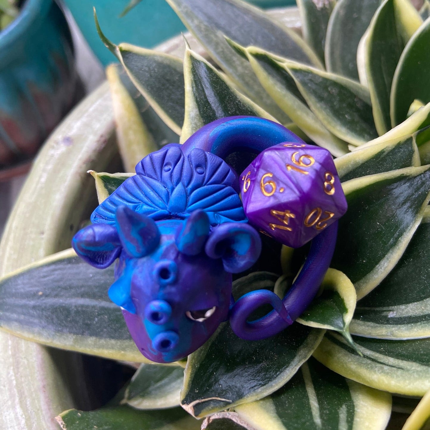 Handmade Dice Dragon - Blue