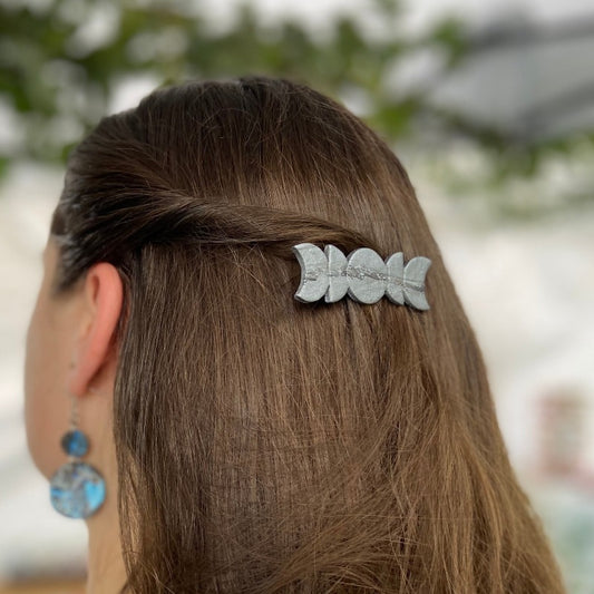 Silver Moon Hair Clip