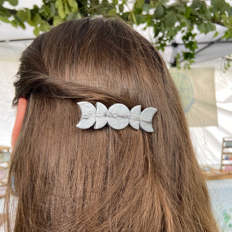 Silver Moon Hair Clip