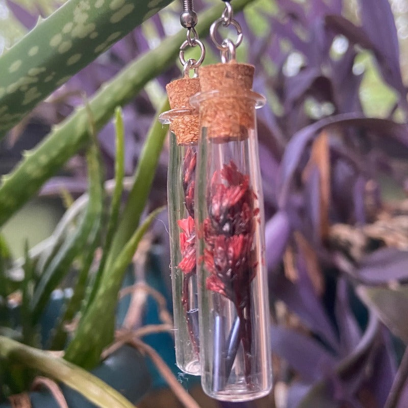 Long Potion Bottle - Red Flowers