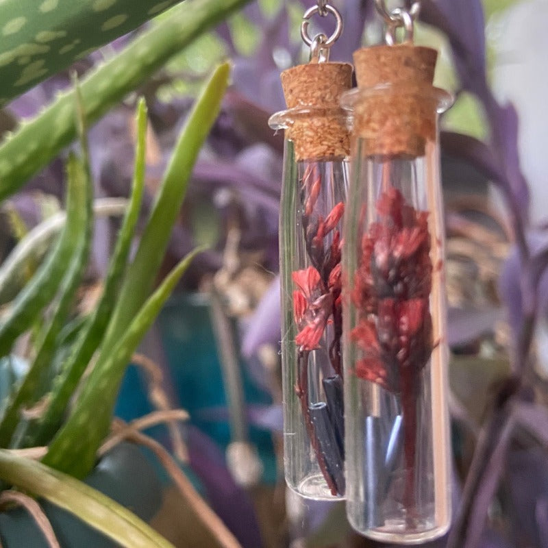 Long Potion Bottle - Red Flowers