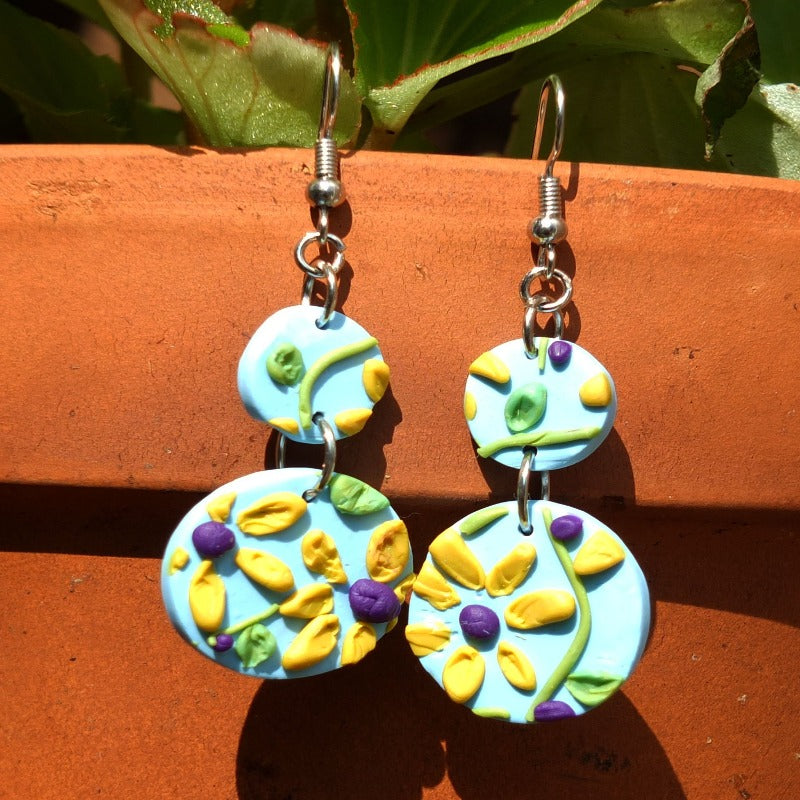 Yellow and Purple Flower Print Circles