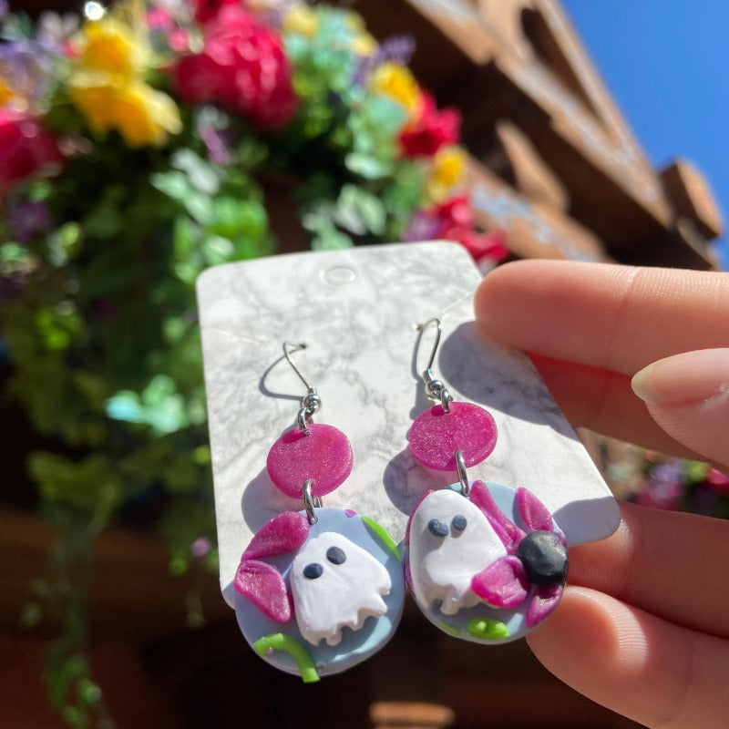 Ghostly Flowers with Maroon Drops