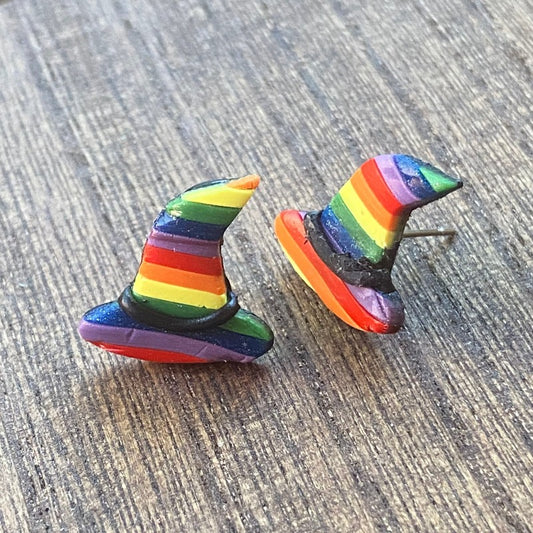 Rainbow Witches Hat Studs