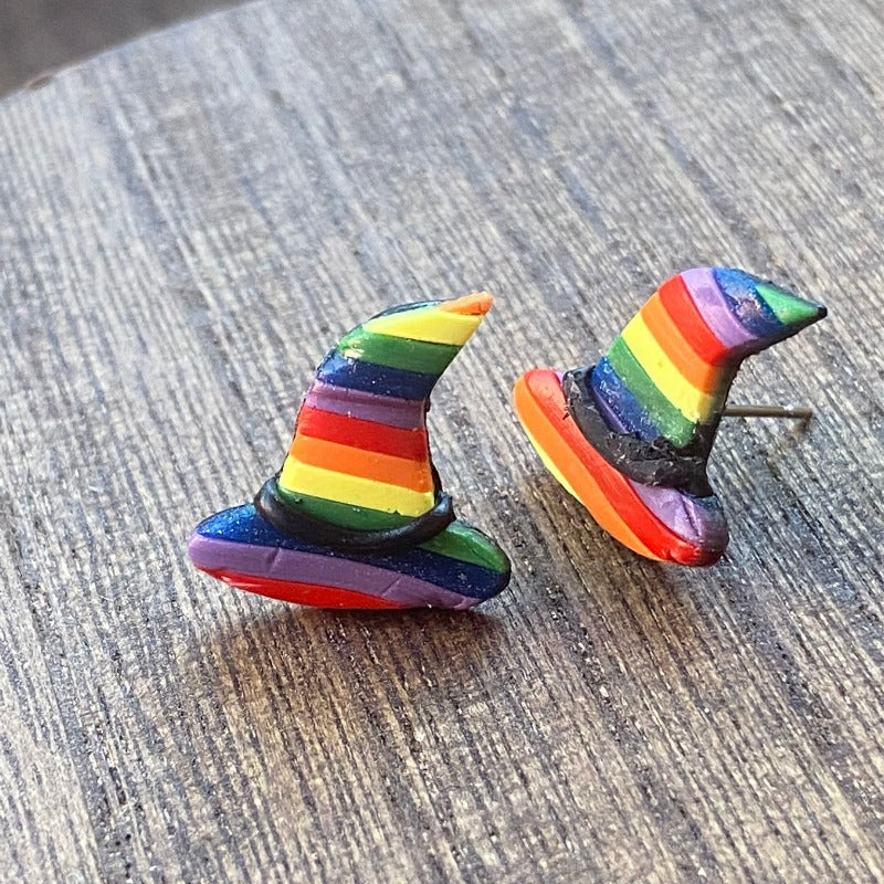 Rainbow Witches Hat Studs