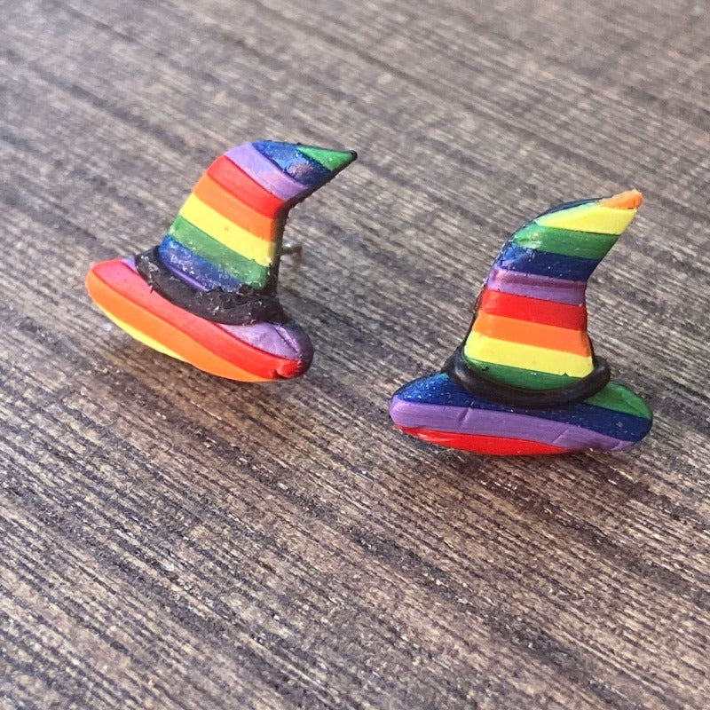 Rainbow Witches Hat Studs