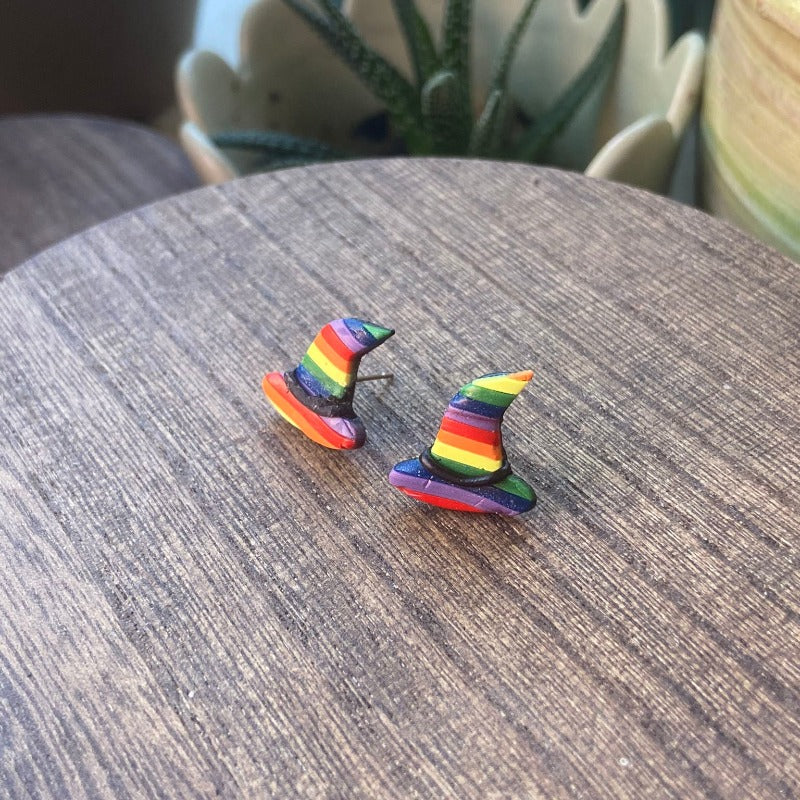 Rainbow Witches Hat Studs