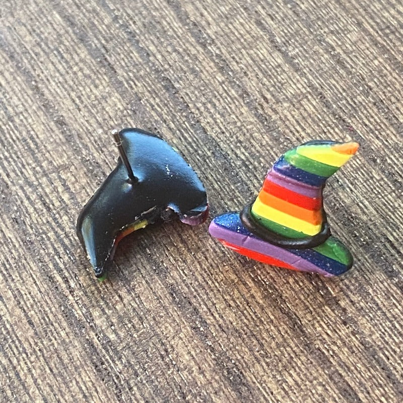 Rainbow Witches Hat Studs