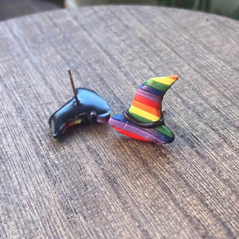 Rainbow Witches Hat Studs