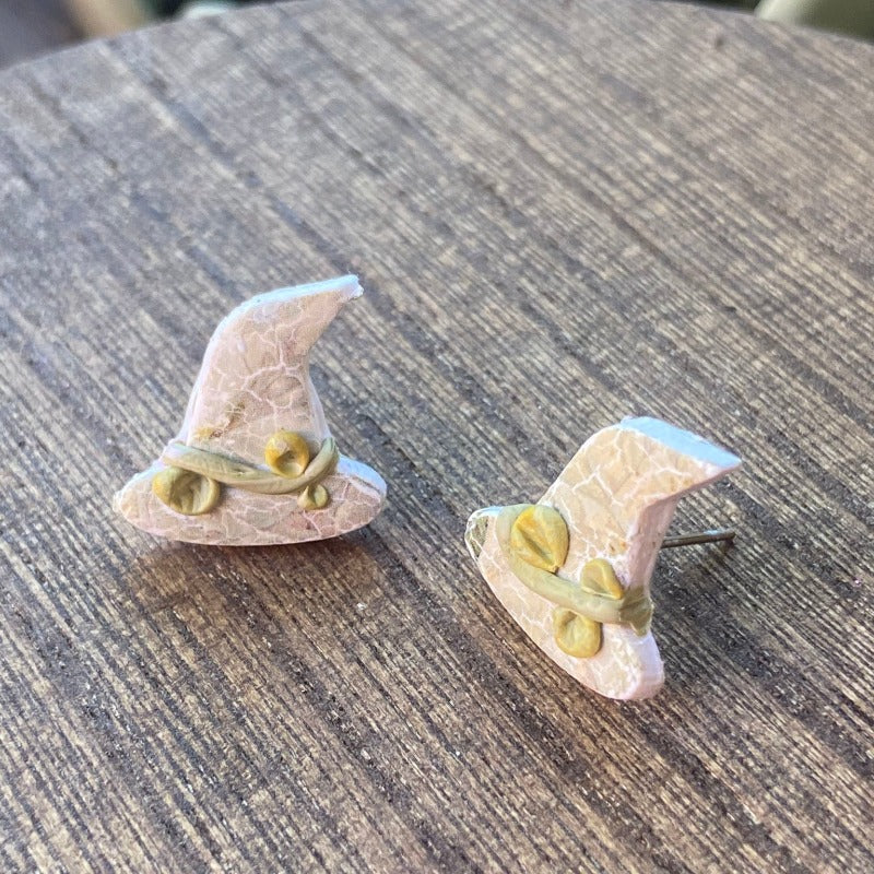 Green Witch Hat Studs