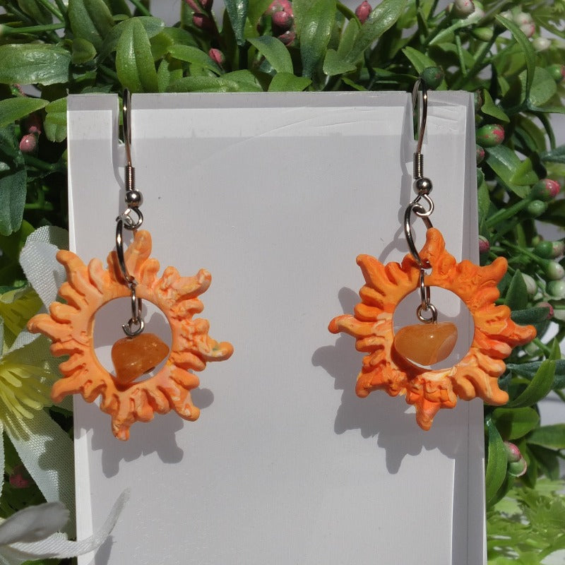 Sunburst with Orange Dyed Quartzite Stones