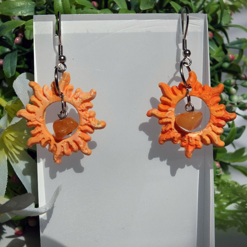 Sunburst with Orange Dyed Quartzite Stones