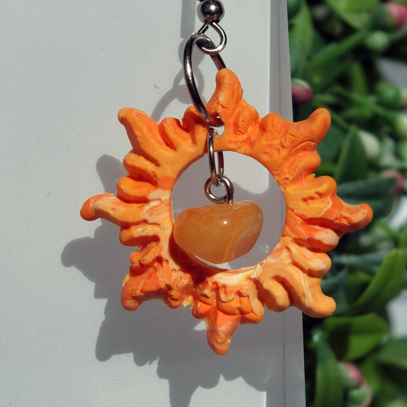 Sunburst with Orange Dyed Quartzite Stones