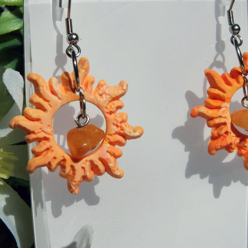 Sunburst with Orange Dyed Quartzite Stones