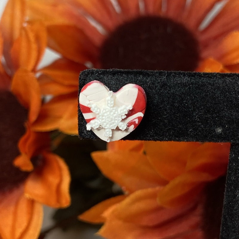 Snowflake Heart Stud Earrings