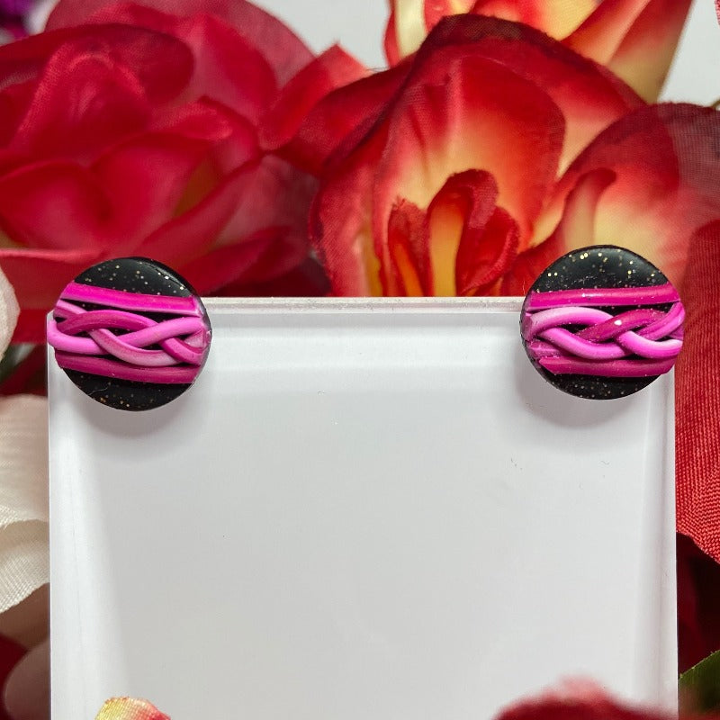 Braided Lines Studs in Black