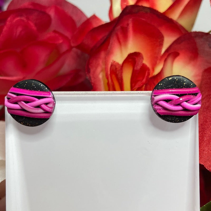 Braided Lines Studs in Black