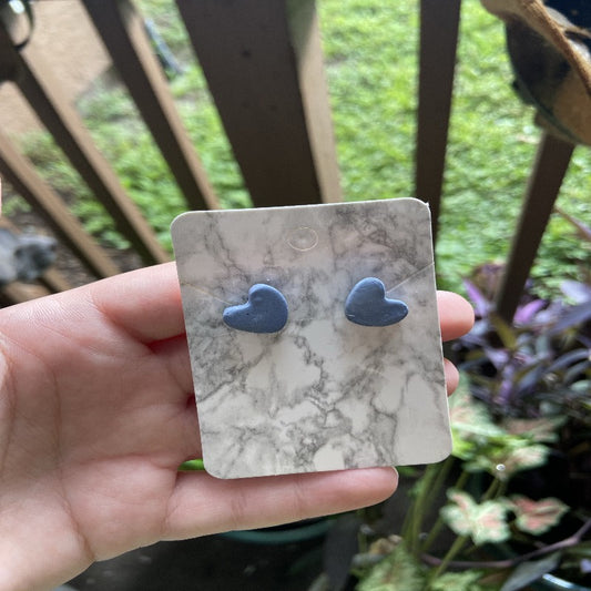 Blue Heart Studs